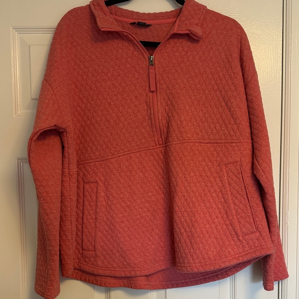 Eddie Bauer Quilted 1/2 Zip Pullover | Heathered Tea Rose | XL